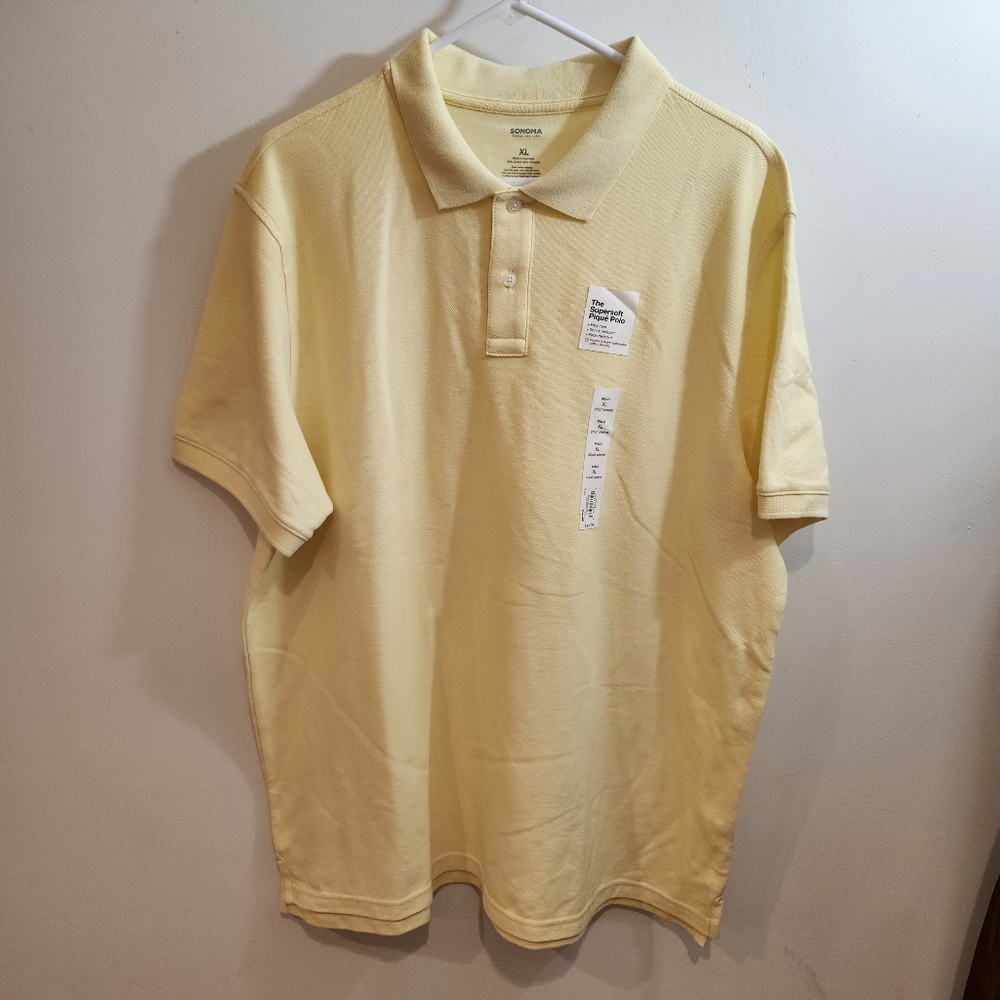 Sonoma Supersoft Polo Shirt Men's Size XL Short Sleeve Yellow